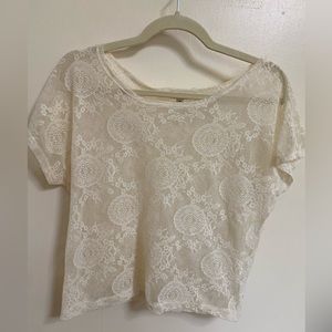 Off-White Lace Crop Top Medium